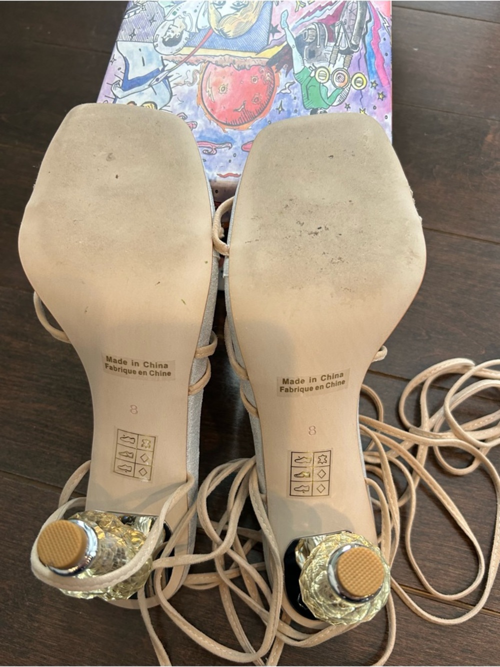 Jeffrey Campbell Bijouxx Strappy Metallic Silver Sandal with Nude Suede Straps - Picture 8 of 9